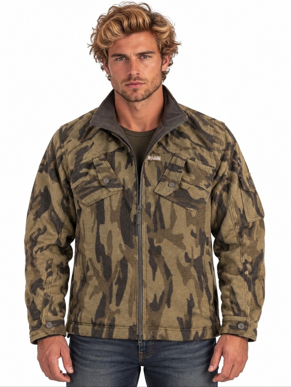 Columbia PHG Gallatin Range Camo Wool Blend Hunting Jacket Men's Large